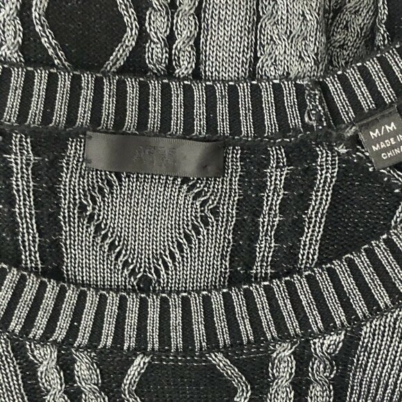 ATM Anthony Thomas Melillo Women's Medium Black Gray Cable Knit Sweater Dress - Picture 5 of 6
